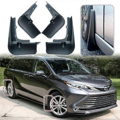 Idéal pour Toyota Sienna 2021-2023 : bavettes avant et arrière noires (4 pièces) (1/4)