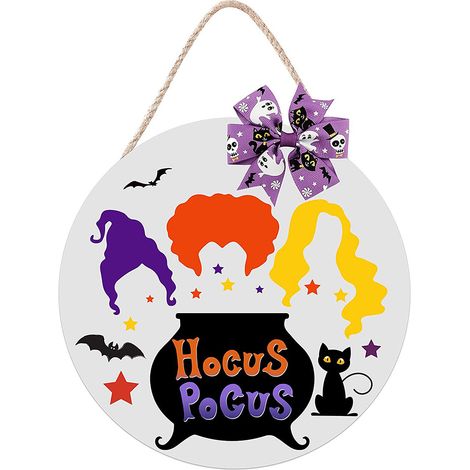 Panneau de Porte Sorcière Halloween en Bois pour Décoration Murale Extérieure (1/5)