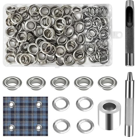 120pcs Kit Oeillet Couture,Œillets en Cuivre Avec 3 Outils(12MM) (1/5)
