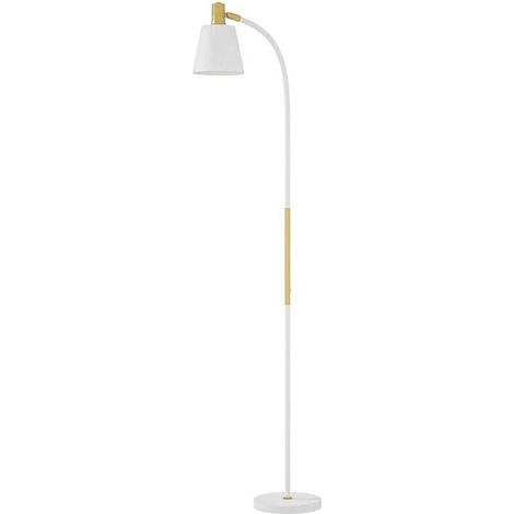 Lampadaire d'intérieur Lampadaire de salon réglable en hauteur 127-160 cm avec interrupteur, douille E27, blanc (1/4)