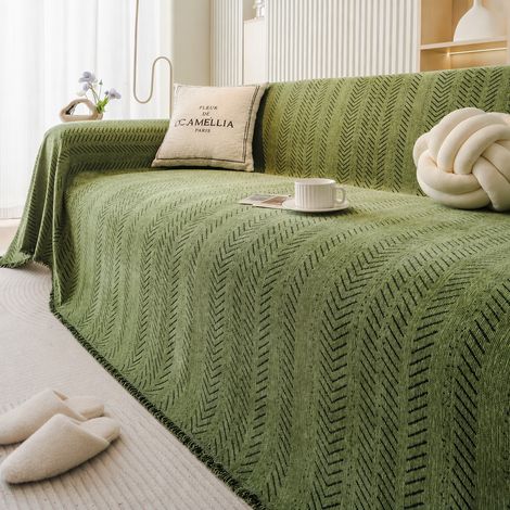 Jeté de canapé chenille imperméable motif chevrons vert 180 × 180 cm vert 180cm réf 2005 50 × 30 × 8 cm 1,8 kg – Livraison gratuite