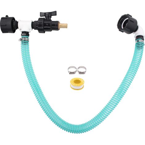 IBC-Adapter-Anschlussset S60 x 6, IBC-Side-by-Side-Tank-Verbindungsschlauch, IBC-Tankverbinder DN 50, Schlaucharmaturen, Wassertank-Verbindungsrohr, Regentonnenverbinder für Regenwassertank, IBC-Conta (1/5)