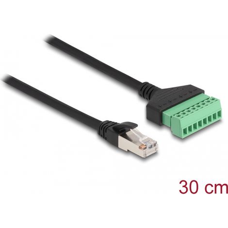 Delock Cable RJ45 Adaptador de Cat.6 macho a bloque de terminales 30 cm 2 piezas