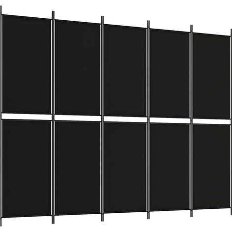 vidaXL Biombo divisor de 5 paneles de tela negro 250x200 cm (1/2)