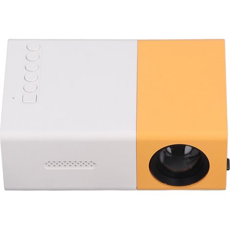 Mini projecteur LED portable Full HD 1080p jaune et blanc avec télécommande, interface audio USB, prise UE 110-240 V. (1/5)