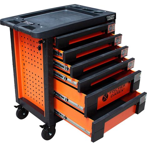 Fischer Darex – Servante d'atelier roulante 6 tiroirs – Charge maximale 700 kg – Dimensions 460x780x900 mm – Verrouillage à clé – Roues pivotantes avec frein (1/5)