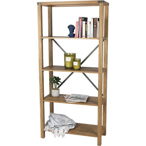 Bücherregal mit Metallkreuzen aus der BELVINA Kollektion – Maße 76x35x163 cm