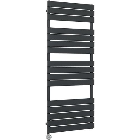 Milano Lustro Electric Anthracite Flat Panel Heated Towel Rail Radiator with WiFi Thermostatic Heating Element - 1500mm x 600mm (1/4)