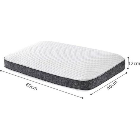 Oreiller Memoire Forme - 60x40x12cm - Pour Sommeil Dorsal Et Latéral - Orthopédique Cervical - 1 Pièce (1/5)