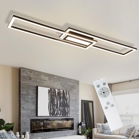ZMH Plafonnier LED Dimmable - 50W Lampe de Plafond avec Télécommande, Design Moderne pour Salon, Chambre à Coucher, Cuisine, Couloir et Bureau (Éclairage Géométrique) (Ampoules Non Incluses),Noire (1/5)