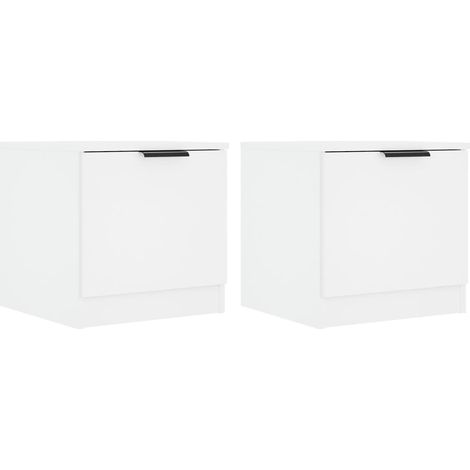 Set 2 comodini con vano con anta 40 x 39 x 40 cm in legno ingegnerizzato bianco DEC034954