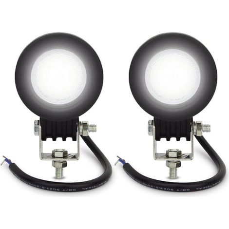 Phare LED Moto 10W Feux Additionnels Moto, Phare de Travail à LED Floodlight 12V, Feux de Brouillard Supplémentaires pour Moto Off-Road ATV avec Support de Montage 6500K, 2PCS
