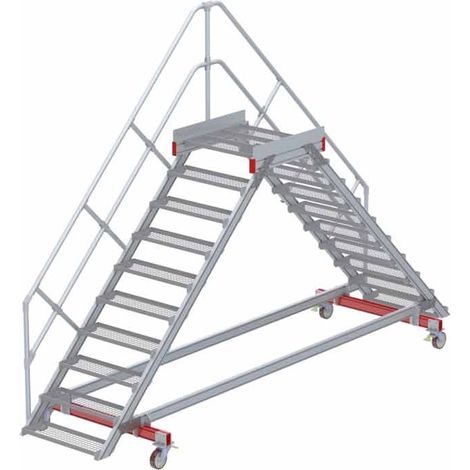 Euroline 512 mobiler Überstieg 45° Stufenausführung Stahl Gitterrost Stufenbreite 800mm 10 Stufen