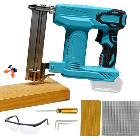 Cloueuse sans fil pour Makita 18 V batterie, 18GA Pistolet à clouer sans fil agrafeuse électrique cloueuse 2 en 1 avec 1000 clous et 500 agrafes pour bricolage et travaux du bois (1/5)