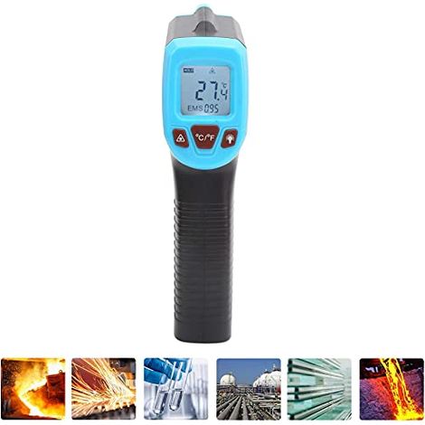 Infrarot-Temperaturmesspistole LCD-Anzeige Industriethermometer Pistolenloses Thermometer (Blau) (1/4)