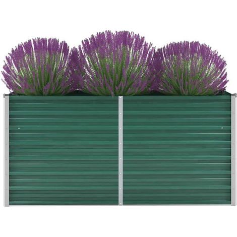 SKM Lit surélevé de jardin Acier galvanisé 160x40x77 cm Vert (1/5)