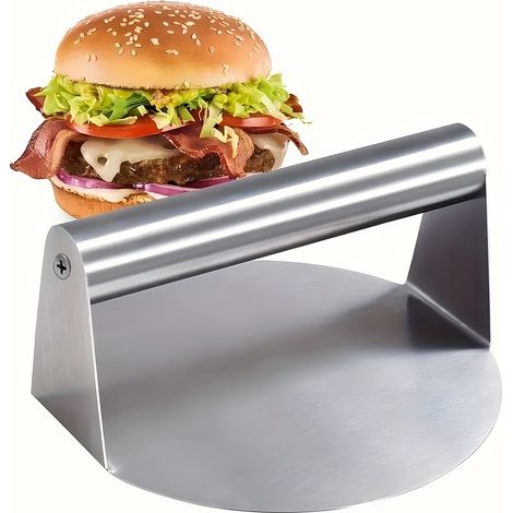 Moule à hamburger en acier inoxydable avec revêtement antiadhésif, pour des galettes uniformes et faciles à presser. (1/4)