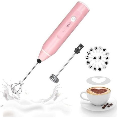 Handheld Milk Frother, Rechargeable Whisk Blender for Coffee with Art Stencils, Coffee Blender for Cappuccino, Hot Chocolate Match, Hot Chocolate, Egg Whisk (1/5)