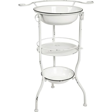 étagère à bassines Blanc Antique, métal - Dim.: L 56 cm x H 85 cm x P 40 cm, Style: Industrial (1/3)