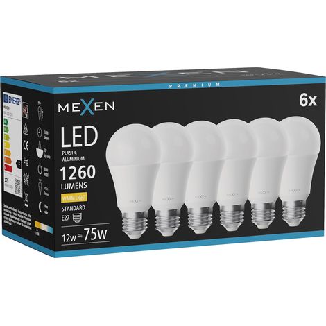 Mexen Nova 6x LED-Lampe E27, A60, 12W, Warm - 3000K, 1260 lm - L100-E27-1230-01x06