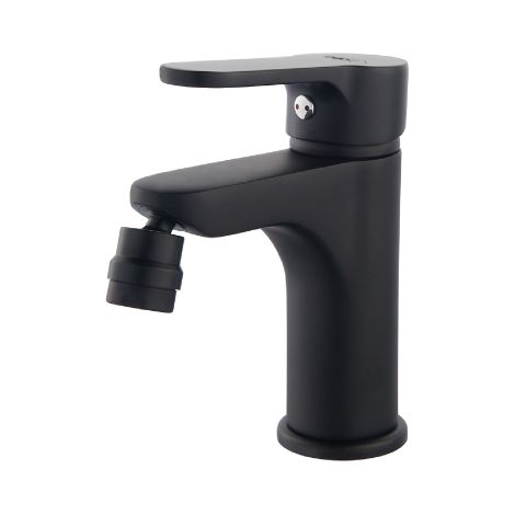 Mitigeur de bidet se'rie Paco noir mat avec cartouche   35 mm et 2 flexibles pour alimentation 35 cm - G1/2"