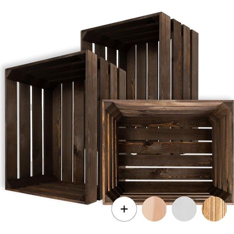 Creative Deco Große Holzkiste Wenge 50 x 40 x 30 cm – Geschliffene Obstkiste, Weinkiste, Apfelkiste, Aufbewahrungsbox, Geschenkbox & Deko (1/4)