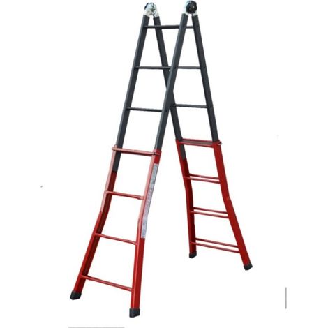 Escalera ind.mult tijera 3,60mt 8+8 telesc acero serafina sv