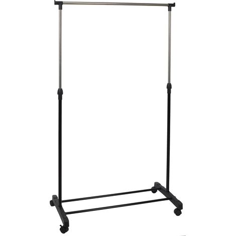 Portant à vêtements en métal noir sur roulettes – Capacité 100kg – Idéal pour rangement efficace – Pour espaces réduits – Je Cherche Une Idee