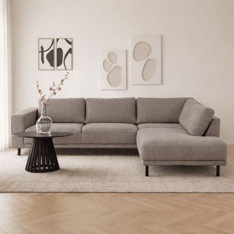 Moderner 3-Sitzer Ecksofa Rechts Taupe Stoff Aniko mit Liege (1/5)