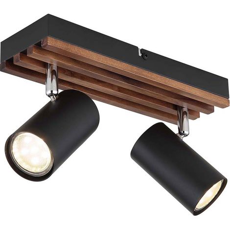 Deckenleuchte Deckenlampe Holz Schlafzimmerlampe 2 flammig beweglich schwarz