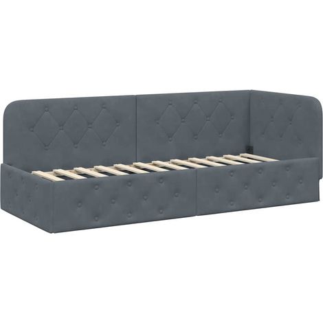 Corner Bed Frame Dark Grey 80 x 200 cm Velvet vidaXL