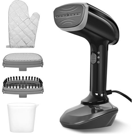Steamer Défroisseur vapeur pour vêtements - 1800 W avec plaque chauffante rapide en céramique, vapeur 25G/min, fer à vapeur 2 en 1 avec réservoir de 300 ml, brosse à vapeur et gant de (1/5)