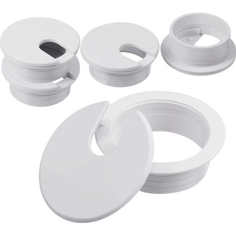 Oeillet de Bureau, Oeillet de Couvercle de Trou de Câble de Bureau en Plastique pour Organisateur de Fil de Table d'Ordinateur, Diamètre du Trou de Montage 35 mm/ 1,38 Pouces (Blanc, 4 Paquets) (1/5)