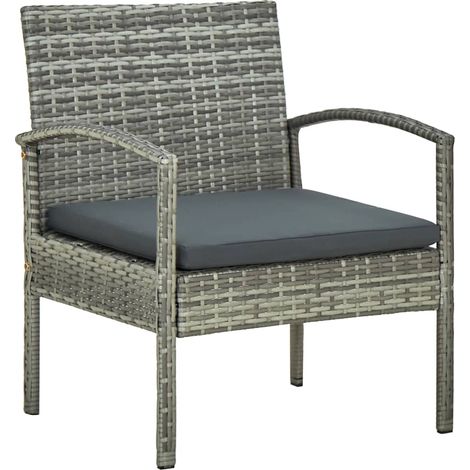 Chaise de jardin avec coussin Résine tressée Gris (1/5)