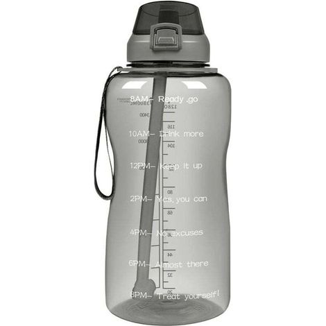 Bouteille d'eau de motivation 2000 ml, salle de sport et sports de plein air Gris