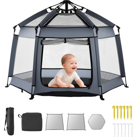 Parc Bébé Pliable Pop-up 150x150x106 cm Aire de Jeu avec Auvent UPF 50+ Tissu Oxford et Sac de Voyage Hexagonal (1/5)