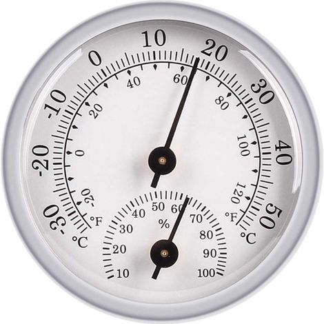 Thermomètre hygromètre analogique blanc 57 mm, indicateur mécanique de température et humidité, cadran compact pour maison, chambre, bureau, serre, cave, sauna et espace intérieur (1/5)