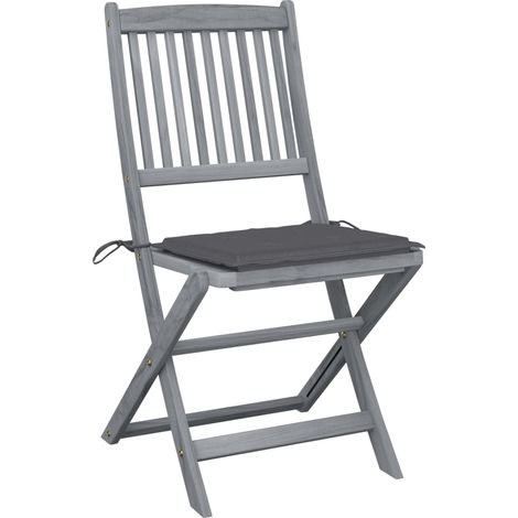 INLIFE Chaises pliables d'extérieur 4 pcs avec coussins Bois d'acacia (1/5)