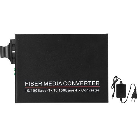 Transmisor de fibra óptica TBC-MC3302ED20 de 100 m, monomodo, doble fibra, 20 km/SC/1310 nm, convertidor de medios de 100-240 V, enchufe europeo. (1/5)