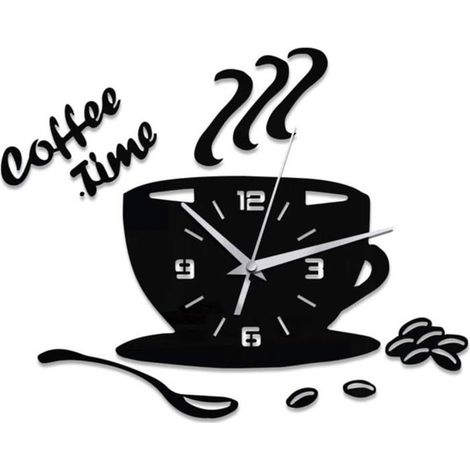 Horloge murale - YNKKVRE - Tasse à café - Design moderne - PVC - Décoration intérieure