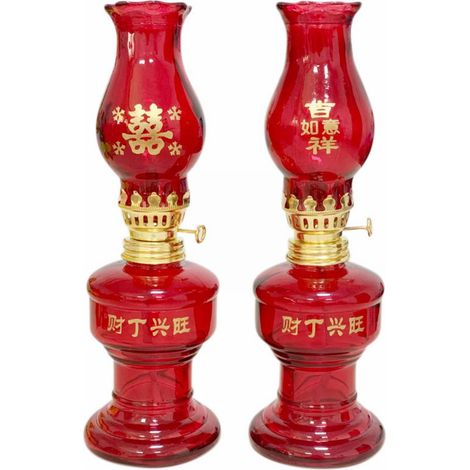 Lampe À Huile En Verre - Décoration Rétro Pour Halloween - Support Pour Bougie Transparent Rouge - Lot De 2 (1/5)