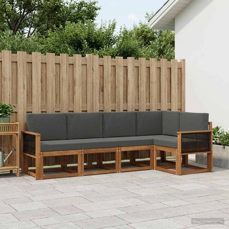 vidaXL Outdoor-Sofagarnitur 5 pcs Natur und Anthrazit Polyester (1/5)