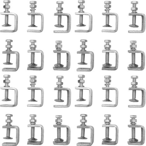 Ensemble de 24 serre-joints en C et en U, compatibles avec le travail des métaux, petits serre-joints de bureau, dotés de mâchoires larges et stables et d'une conception de coussinet de protection/pou (1/5)