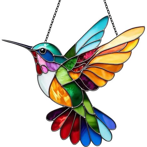1 Attrape-soleil Colibri, Acrylique Coloré, Décoration Fenêtre, Suspension Jardin, Salon