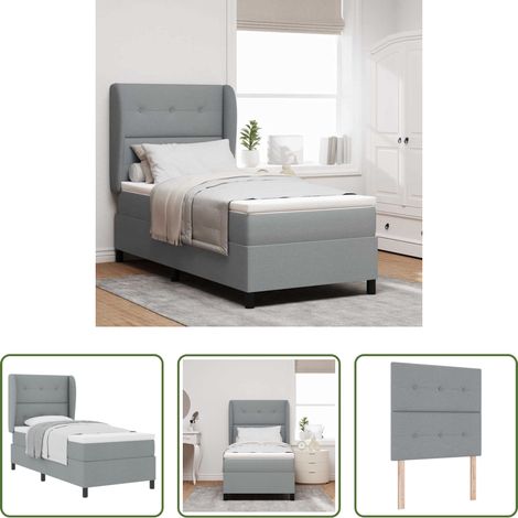 vidaXL Stoffbett -  Boxspringbett mit Matratze Hellgrau 90 x 190 cm Stoff (1/5)