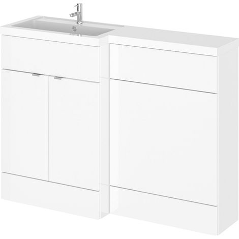 Hudson Reed Fusion LH Combination Unit with 600mm WC Unit - 1200mm Wide - Gloss White (1/6)