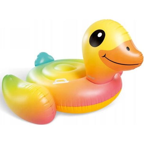 Intex – Bouée gonflable canard jaune à chevaucher – 2 poignées de maintien – Vinyle résistant – Pour enfants à partir de 3 ans