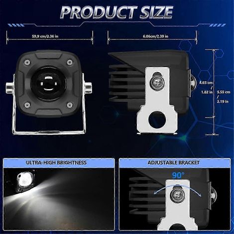 Projecteur antibrouillard LED blanc + 60 000 lm pour moto, compatible avec voitures, camions, SUV, UTV et tracteurs. (1/5)