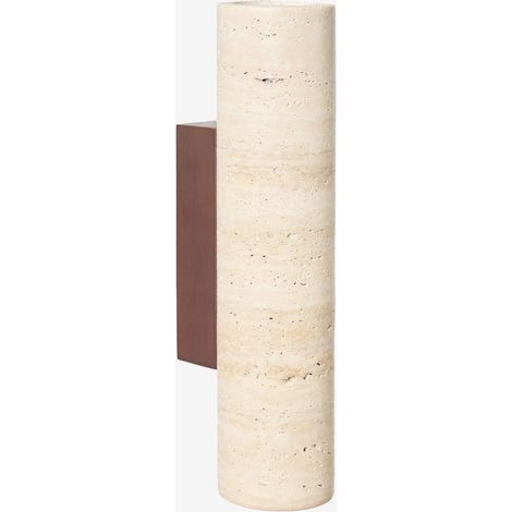SKLUM Wandleuchte Davise aus Travertin und Holz ↑32 cm