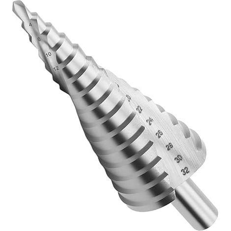 Fraises pour métaux 4 - 32 mm fraises pour métaux 15 niveaux fraises coniques professionnelles HSS triangle tige 10 mm tige pour perceuse électrique pour métal, acier, bois, laiton, aluminium, plastiq (1/5)